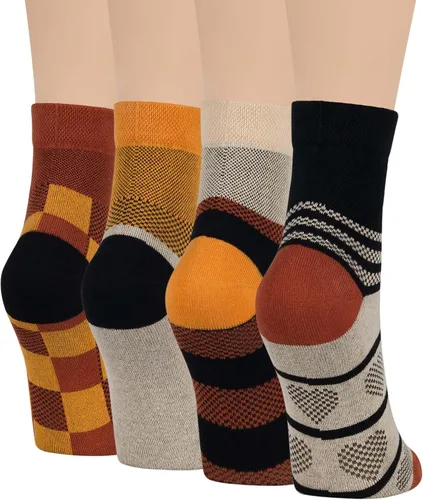 Miniatura 71 de 7BIGSTARS KINGDOM Women's Cotton Quarter Non-Binding Diabetic Fashion Socks-L-M-4 Pack-Multicolor