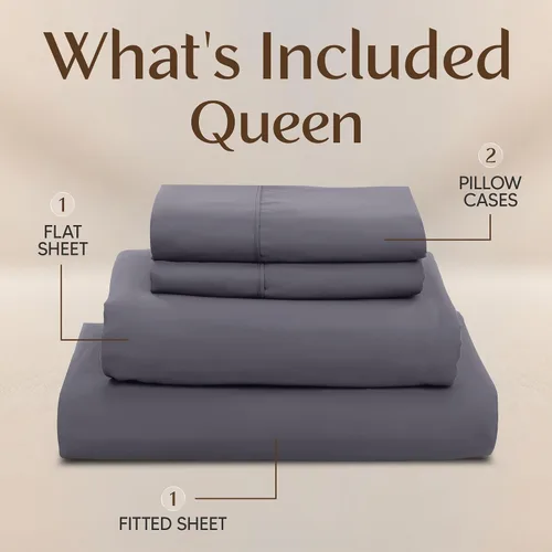 Miniatura 3 de Utopia Bedding Juego de sábanas Queen – Sábanas de 4 piezas para cama tamaño Queen, microfibra suave y transpirable, incluye 1 sábana bajera, 1 Gris