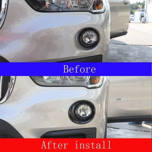 YIWANG ABS cromo delantero antiniebla cubierta de la lámpara Trim 2 unids para BMW X1 F48 2016 2017 2018 2019 Auto Accesorios (negro brillante)