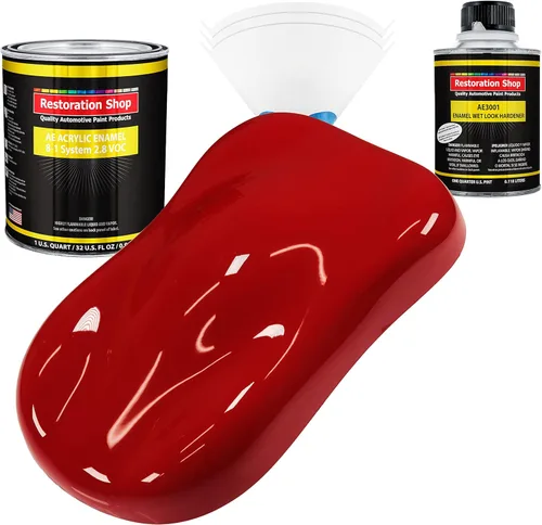 Miniatura 10 de Restoration Shop - Pintura de esmalte acrílico Monza Red para autos - Kit completo de pintura de galón - Recubrimiento profesional de alta Rojo