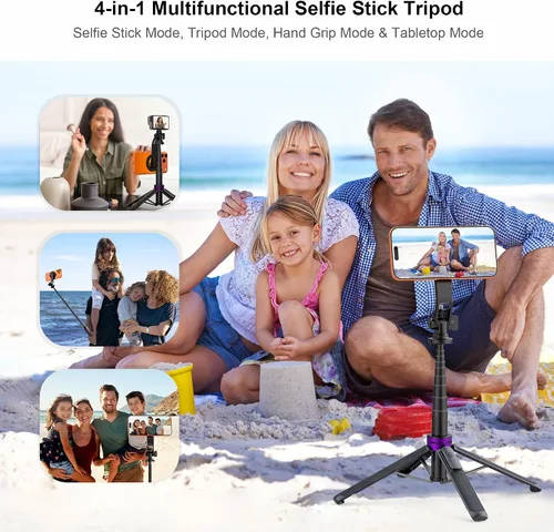 Miniatura 7 de Trípode magnético 4 en 1 para iPhone con tornillo de 1/4 pulgadas, trípode MagSafe Selfie Stick de 53 pulgadas con control remoto inalámbrico