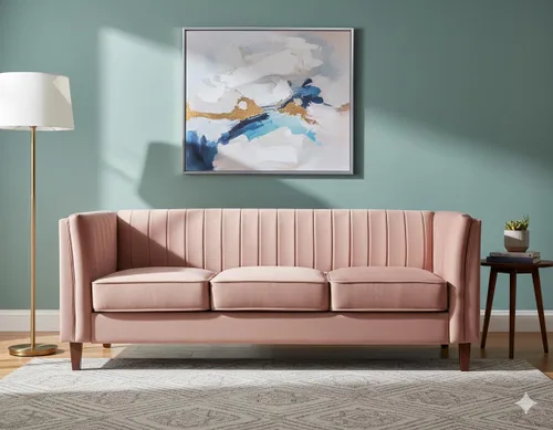 Miniatura 27 de Container Furniture Direct Sofá moderno de terciopelo de lujo para sala de estar con espuma de alta densidad, tapicería de tela suave, cojines