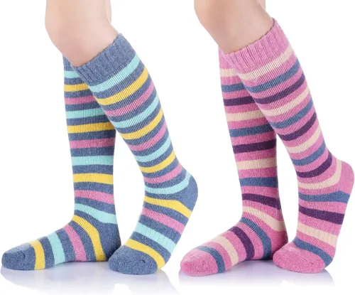 Calcetines de esquí para niños de lana merina cálidos térmicos para senderismo snowboard hasta la rodilla calcetines para botas para niños y niñas 2