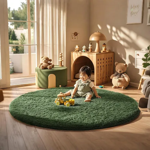 Miniatura 179 de Ophanie Alfombra Verde de Césped, Alfombras de Área para Dormitorio, Alfombra Shag Esponjosa de 4x6 pies, Suave Peluda Afelpada Linda para Niños 7