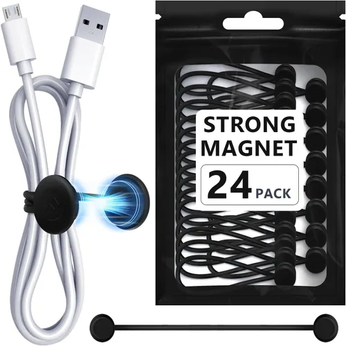 Miniatura 12 de Bridas magnéticas para cables, organizadores de cables magnéticos de silicona reutilizables para agrupar, clips de refrigerador, marcadores