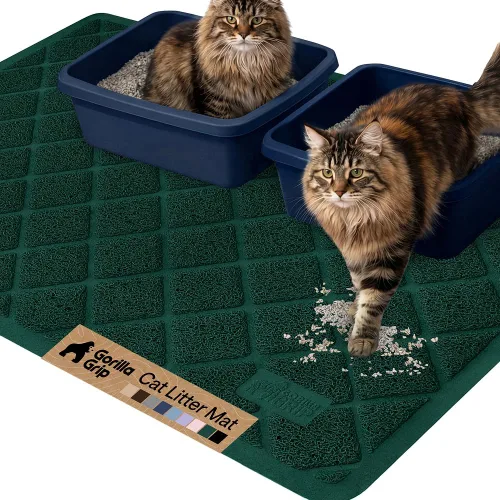 Miniatura 20 de Gorilla Grip - Tapete para atrapar la arena del arenero de gatos, 100% impermeable, fácil de limpiar, respaldo texturizado, suelos más limpios, se