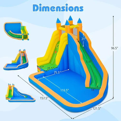Miniatura 6 de Costzon - Gorila hinchable para piscina de agua con tobogán largo, pared de escalada, incluye bolsa de transporte Oxford, kit de reparación
