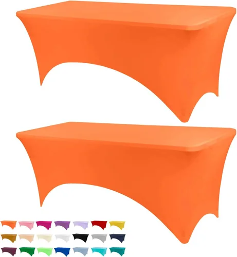 Miniatura 46 de BDDC - Fundas de mesa para mesas de 6 pies, manteles elásticos lavables y resistentes a las arrugas de color azul real de 6 pies para eventos