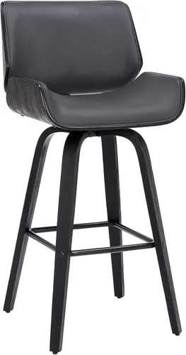 Armen Living Tyler - Taburete giratorio de piel sintética gris y madera negra de 26 pulgadas de altura de mostrador Gris / Negro