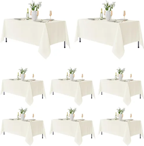 Miniatura 15 de Fitable - Paquete de 6 manteles redondos blancos - 120 pulgadas de diámetro - Manteles resistentes a las manchas y lavables, manteles de poliéster