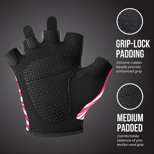 Miniatura 3 de Contraband Pink Label 5277 Design Series - Guantes de levantamiento y remo con estampado de cebra (par) – Ligero vegano medio acolchado