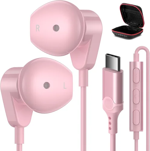 Miniatura 15 de Auriculares USB C para iPad Pro iPhone Air 17 16 15 Pro Max HiFi Stereo USB-C Auriculares con cable Micrófono Control de Volumen Tipo C Auriculares