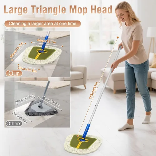 Miniatura 2 de Trapeador de microfibra para limpieza de pisos, trapeador de piso reutilizable con 3 almohadillas lavables, trapeador plano de botella recargable