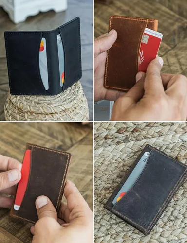 Miniatura 9 de Carteras de cuero genuino hechas a mano, tarjeteros minimalistas y fundas para pasaporte, regalo hecho a mano