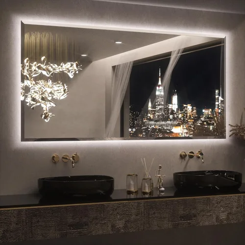 Miniatura 21 de Keonjinn - Espejo de 48x30 pulg retroiluminado LED para baño/tocador, luz de 3 colores ajustables blanca/cálida/natural, lúmenes altos, montaje