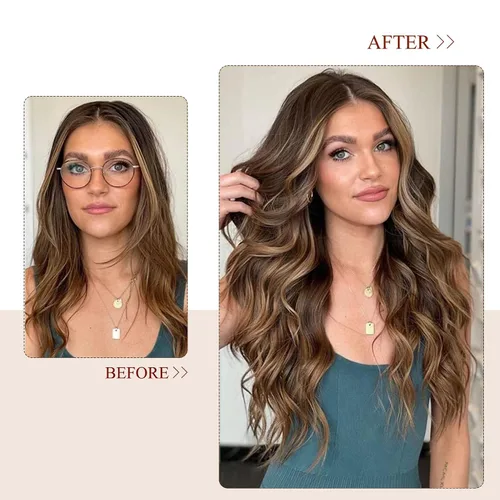 Miniatura 8 de Extensiones de cabello humano real con clip, de 12 pulgadas, para mujer, color rubio plateado, balayage, 2.47 oz, 7