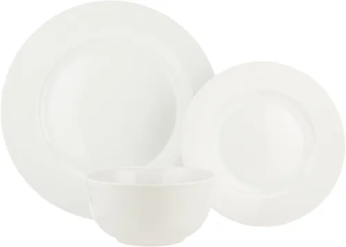 Miniatura 5 de Amazon Basics Juego de vajilla de cocina, apto para microondas y lavavajillas, platos, cuencos, servicio para 6, 18 piezas, color blanco