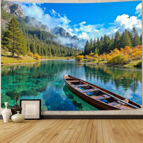Miniatura 32 de Zussun Tapiz de Bosque Natural de Montaña Tapiz Verde de Pino Luz Solar Selva para Dormitorio Estético Planta Paisaje de Montaña Tapices Pequeños