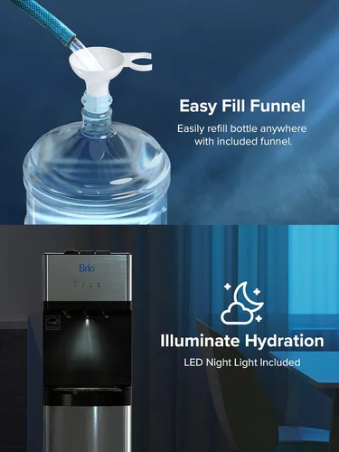 Miniatura 7 de Brio 520 despachador refrigerador de carga inferior para botella de 5 galones con filtro de 2 etapas Opciones de agua caliente, fría y a Inoxidable