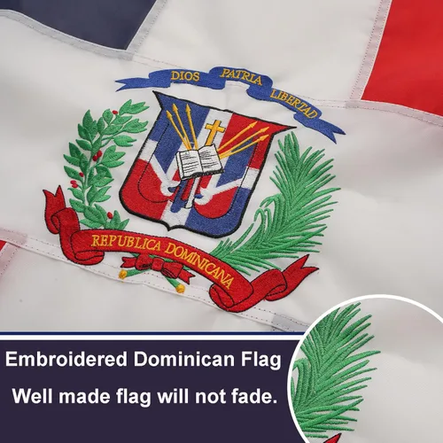 Miniatura 3 de Bradford Bandera dominicana de 4 x 6 pies para exteriores, bordada de República Dominicana para pared, bandera dominicana de doble cara con ojales