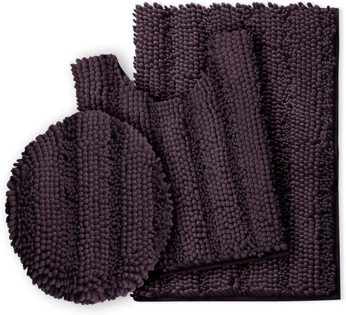 Miniatura 29 de Clara Clark Tapetes para baño de felpilla, tapetes de baño de felpa ultra suaves, lavables a máquina, con parte trasera antideslizante, 44 x 26 Negro