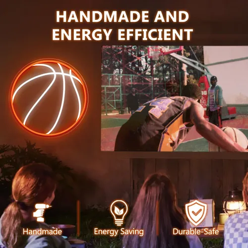 Miniatura 8 de Letrero de neón de baloncesto, luz de neón LED de baloncesto de 12.6×12.6 pulgadas, letreros de neón LED regulables para decoración de pared