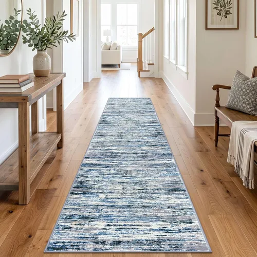 Miniatura 74 de Alfombra de pasillo moderna Lansny 2 x 6 pulgadas, alfombra de cocina lavable verde mostaza multicolor, alfombra antideslizante suave para pasillo