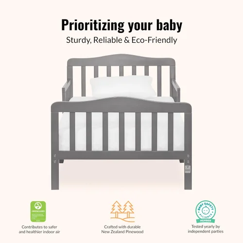 Miniatura 4 de Dream On Me Diseño Clásico - Cama para niños pequeños en color gris acero, con certificado Greenguard Gold y JPMA, diseño bajo, dos rieles