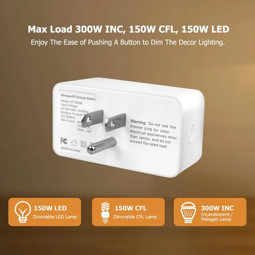 Miniatura 6 de GMY Interruptor de atenuación enchufable para lámpara con temporizador, regulador de intensidad interior con control remoto para luces de cadena