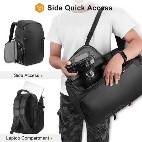 Miniatura 3 de MOSISO Mochila para cámara DSLR/SLR/SLR/sin espejo, funda rígida impermeable con soporte para trípode y compartimento para laptop de 15 a 16