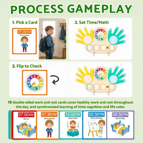 Miniatura 4 de Juguetes educativos 2 en 1 Manipulativos matemáticos Bloques de conteo numérico y reloj didáctico para niños, juguetes de aprendizaje preescolar
