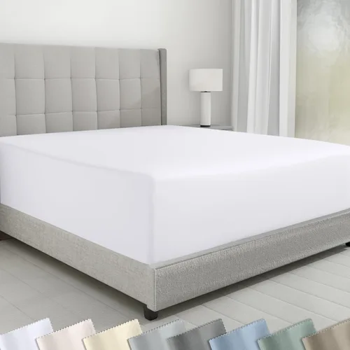 California Design Den - Sábana bajera ajustable de algodón de 600 hilos, con bolsillo profundo elástico
