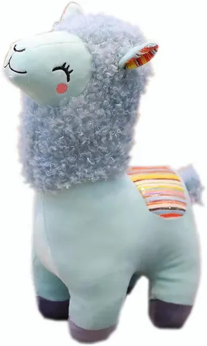 YUKOUQIAN Animal de peluche de llama, juguete de alpaca suave y lindo de 25 cm para niñas y niños (azul Alpaca Yinghua)