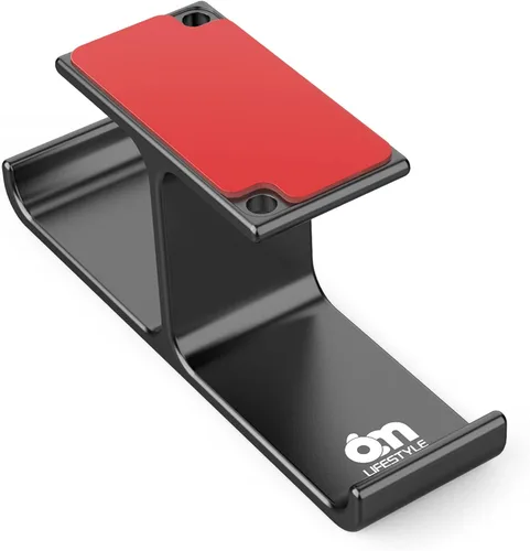 Miniatura 2 de Soporte de aluminio para auriculares debajo del escritorio, soporte doble para auriculares con adhesivo de resistencia industrial y montaje
