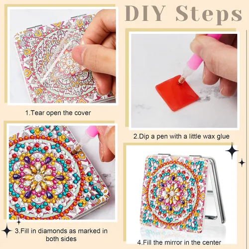 Miniatura 4 de Hsei 6 piezas de espejo de pintura de diamante portátil DIY cristal kit de pintura de diamante para el hogar, oficina, pared, decoración de Navidad