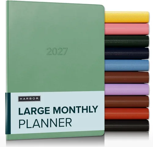 Miniatura 12 de Harbor Agenda mensual grande 2025-2026, calendario y cuaderno, piel sintética duradera, 14 meses, 96 páginas, tapa suave y ligera, flor de orquídea