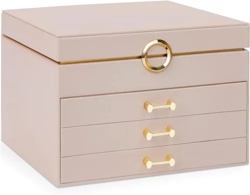 Miniatura 2 de V-LAFUYLIFE Jewelry Box Organizer for Women Girls, 4-Layer Large Jewelry boxes with 3 Drawers Jewelry Storage Case for Earrings Bracelets Necklaces