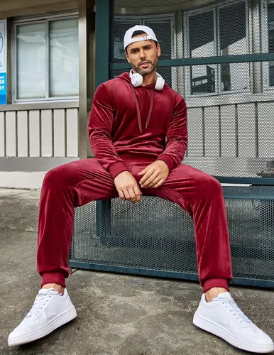 Miniatura 2 de COOFANDY Conjunto deportivo de 2 piezas para hombre, sudadera de manga larga con capucha, traje deportivo para deportes, casual, fitness, trotar