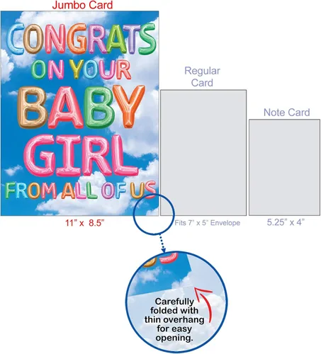 Miniatura 9 de The Best Card Company, Tarjeta de bebé jumbo para niños (8.5 x 11 pulgadas), saludo para nuevos padres (no 3D o elevados), mensajes inflados - Para