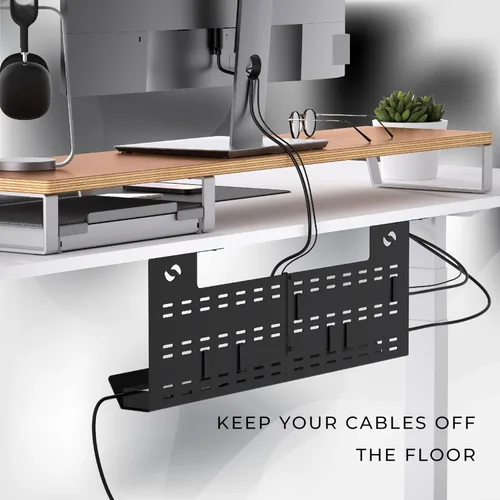 Miniatura 3 de HumanCentric Bandeja para organizar cables debajo del escritorio y canaleta de cables de computadora, organizador de cables debajo del escritorio