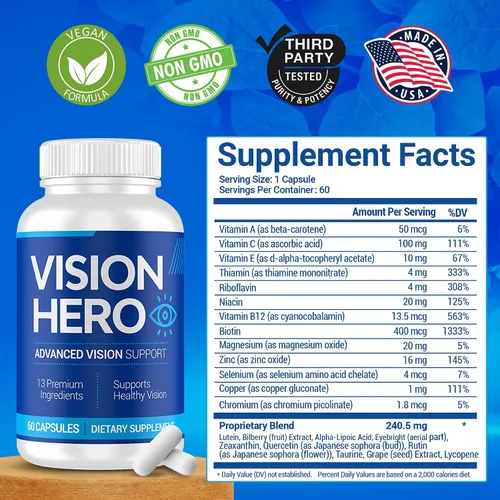 Miniatura 5 de Advanced Vision Support, suplementos para los ojos, 60 cápsulas de suplementos de salud ocular para adultos (paquete de 1)