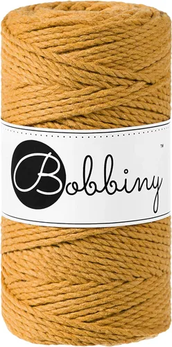 Bobbiny Cordón de macramé regular de 0.118 in y 3 capas (mostaza) 108yds/330 pies (100% algodón reciclado)