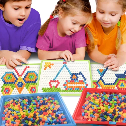 Miniatura 5 de ArtCreativity Rompecabezas de clavijas de hongos para niños con 10 desafíos, divertido juego de clavijas para niños, rompecabezas de hongos, juguete