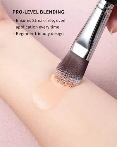 Miniatura 4 de EIGSHOW - Brocha de base plana, brocha de maquillaje para líquidos, crema, máscara, mezcla sin rayas, vegano y libre de crueldad (F615)