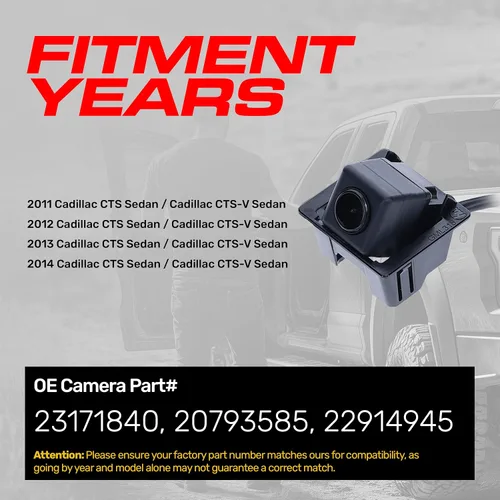 Miniatura 2 de Master Tailgaters Repuesto para Cadillac CTS/CTS-V Sedan (2011-2014) Cámara de respaldo OE Parte # 23171840, 20793585, 22914945