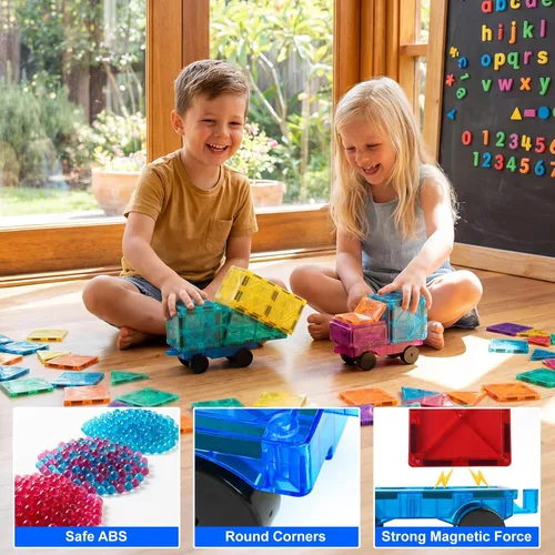 Miniatura 6 de Bmag Juego Magnético de Autos de 2 Piezas, Fichas de Construcción de Vehículos, Juguetes Magnéticos Compatibles con Fichas Magnéticas, Juguetes