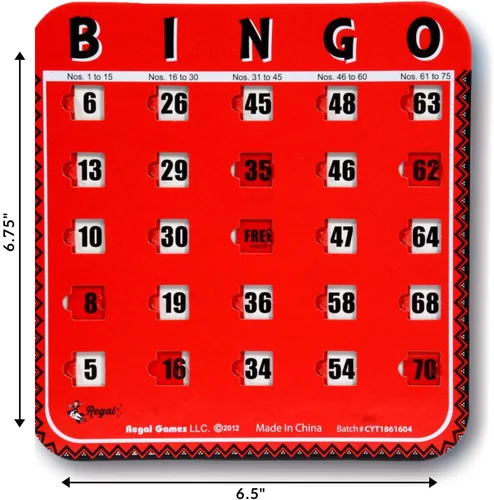 Miniatura 5 de Regal Bingo - Tarjetas de bingo a granel con ventanas deslizantes - Tarjetas reutilizables de bingo con impresión grande para adultos y grupos Rojo