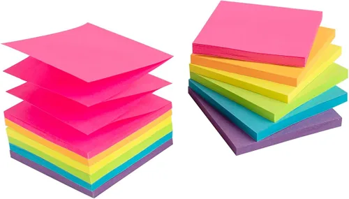 Miniatura 9 de Paquete de 12 notas adhesivas emergentes de 3 x 3 pulgadas, bloc de notas superadhesivas de colores brillantes, 6 colores, adhesivo fuerte