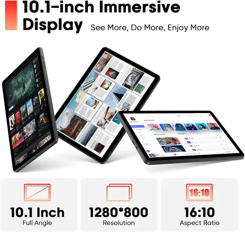 Miniatura 5 de Raemond Tablet Android 15 de 10 pulgadas con teclado y mouse, CPU octa-core, RAM 18 GB, ROM 128 GB (hasta 1 TB), 800 x 1280 Widevine L1, WiFi 6