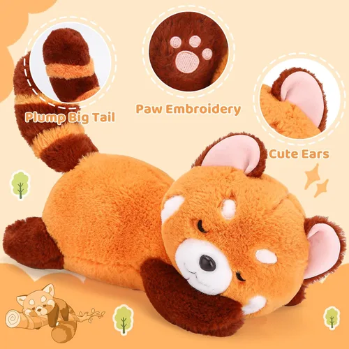 Miniatura 5 de Riuhot Almohada de peluche de panda rojo, bonito juguete de peluche, regalo de Navidad para el día de San Valentín para novias y niños, almohada